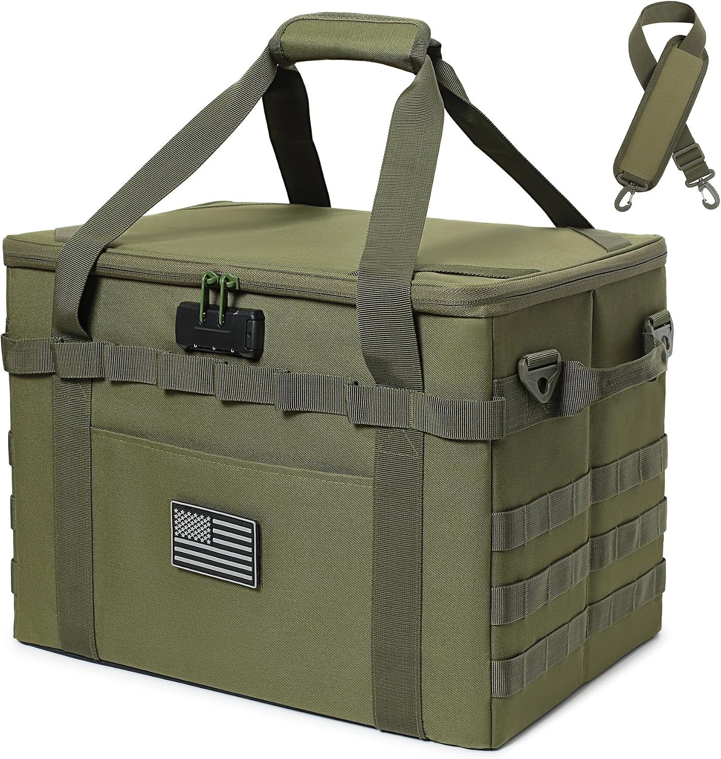 Tactical Camping Storage Bag Utility Tote Bag Camp Kitchen & Trunk Organizer with Combination Lock and Shoulder Strap