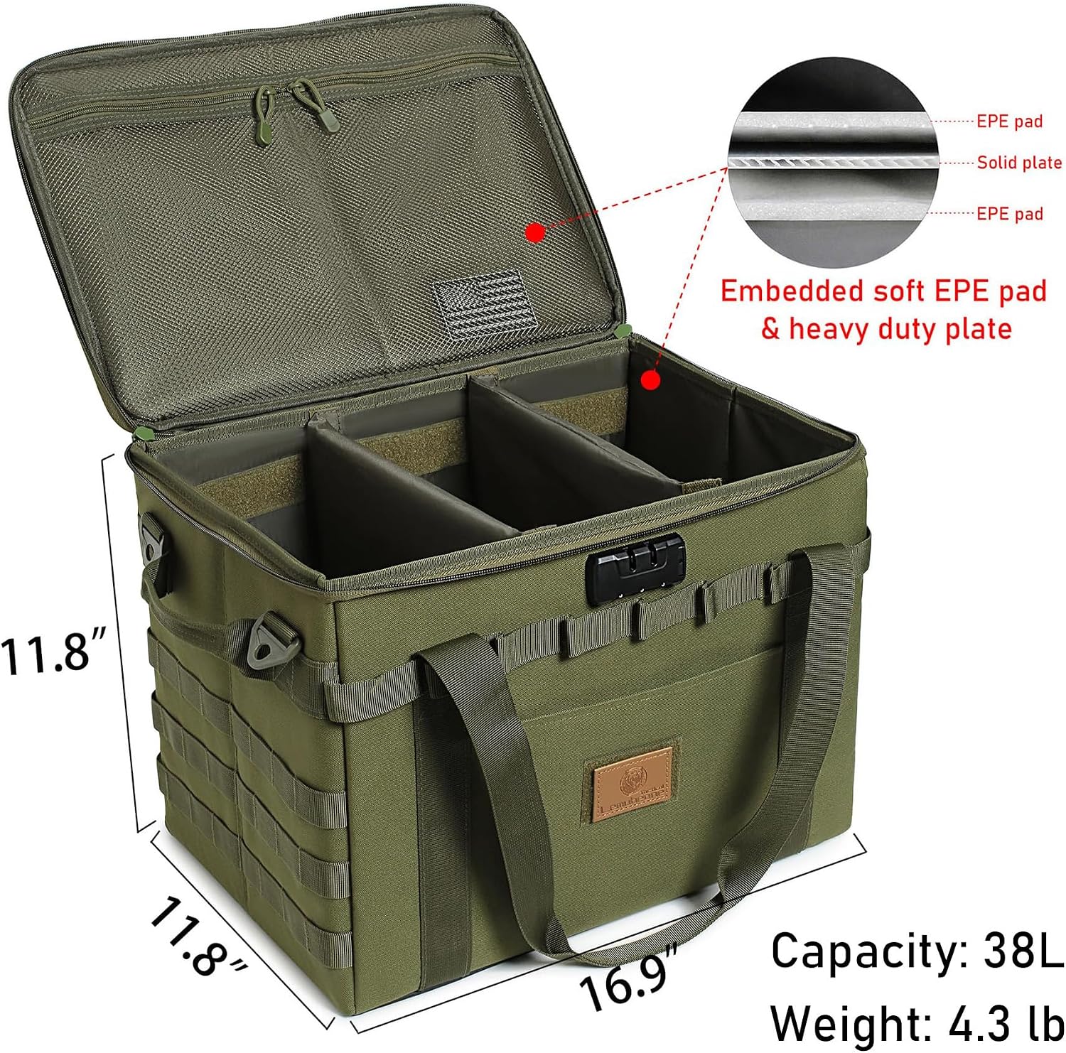 Tactical Camping Storage Bag Utility Tote Bag Camp Kitchen & Trunk Organizer with Combination Lock and Shoulder Strap - Image 2