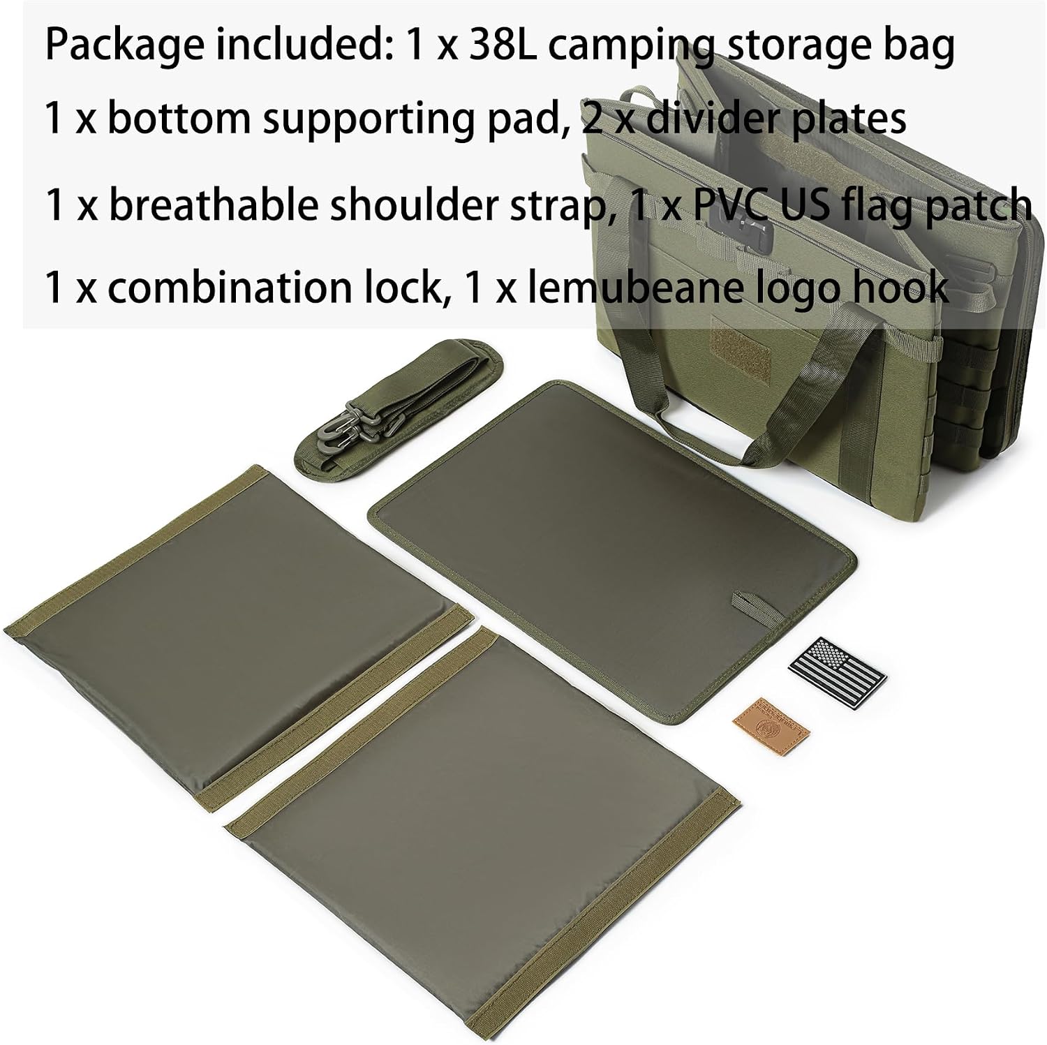 Tactical Camping Storage Bag Utility Tote Bag Camp Kitchen & Trunk Organizer with Combination Lock and Shoulder Strap - Image 3