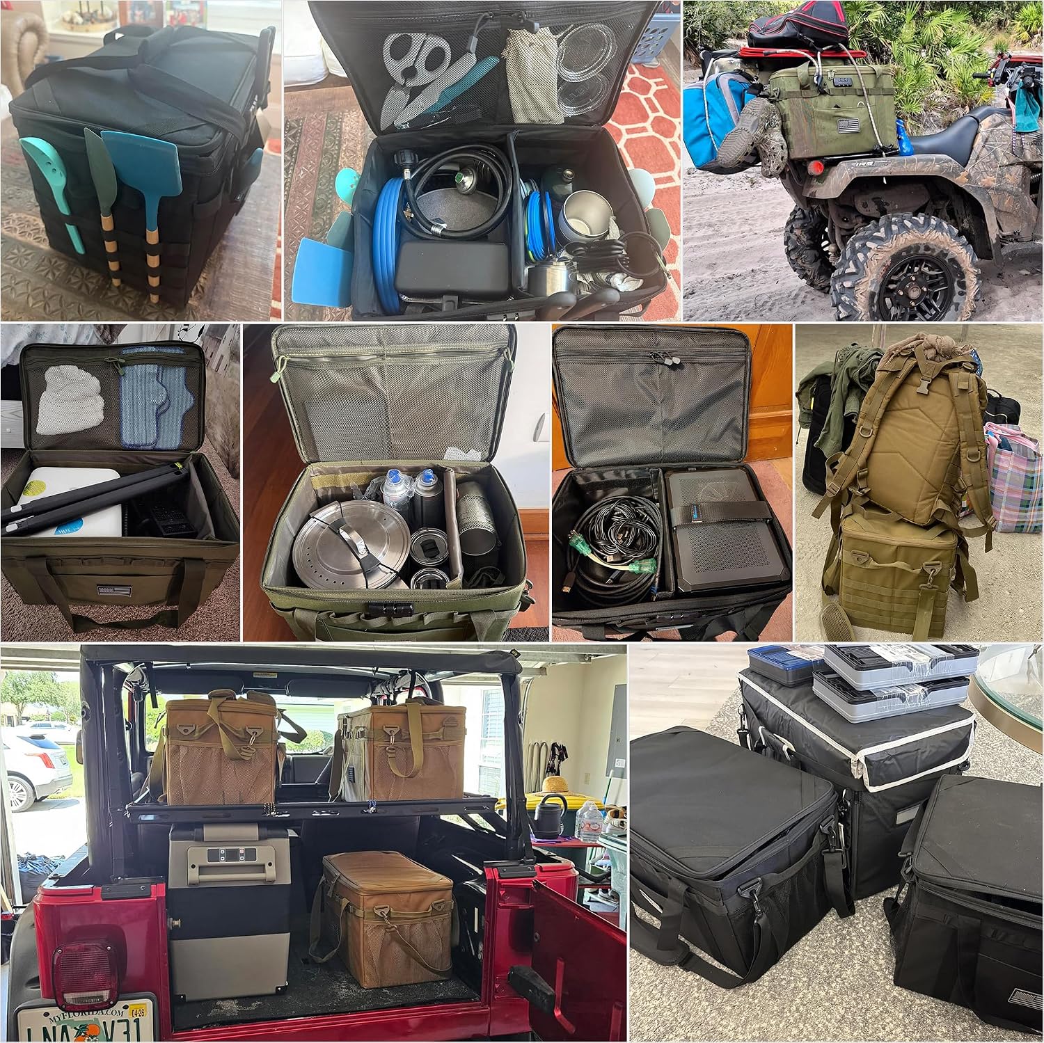Tactical Camping Storage Bag Utility Tote Bag Camp Kitchen & Trunk Organizer with Combination Lock and Shoulder Strap - Image 4
