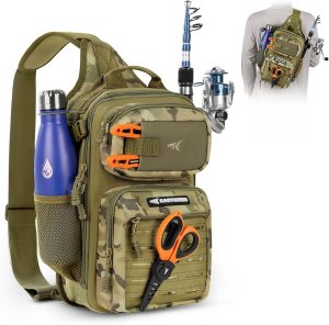 KastKing Blowbak Fishing Sling Bag, Fishing Backpack with Rod Holder