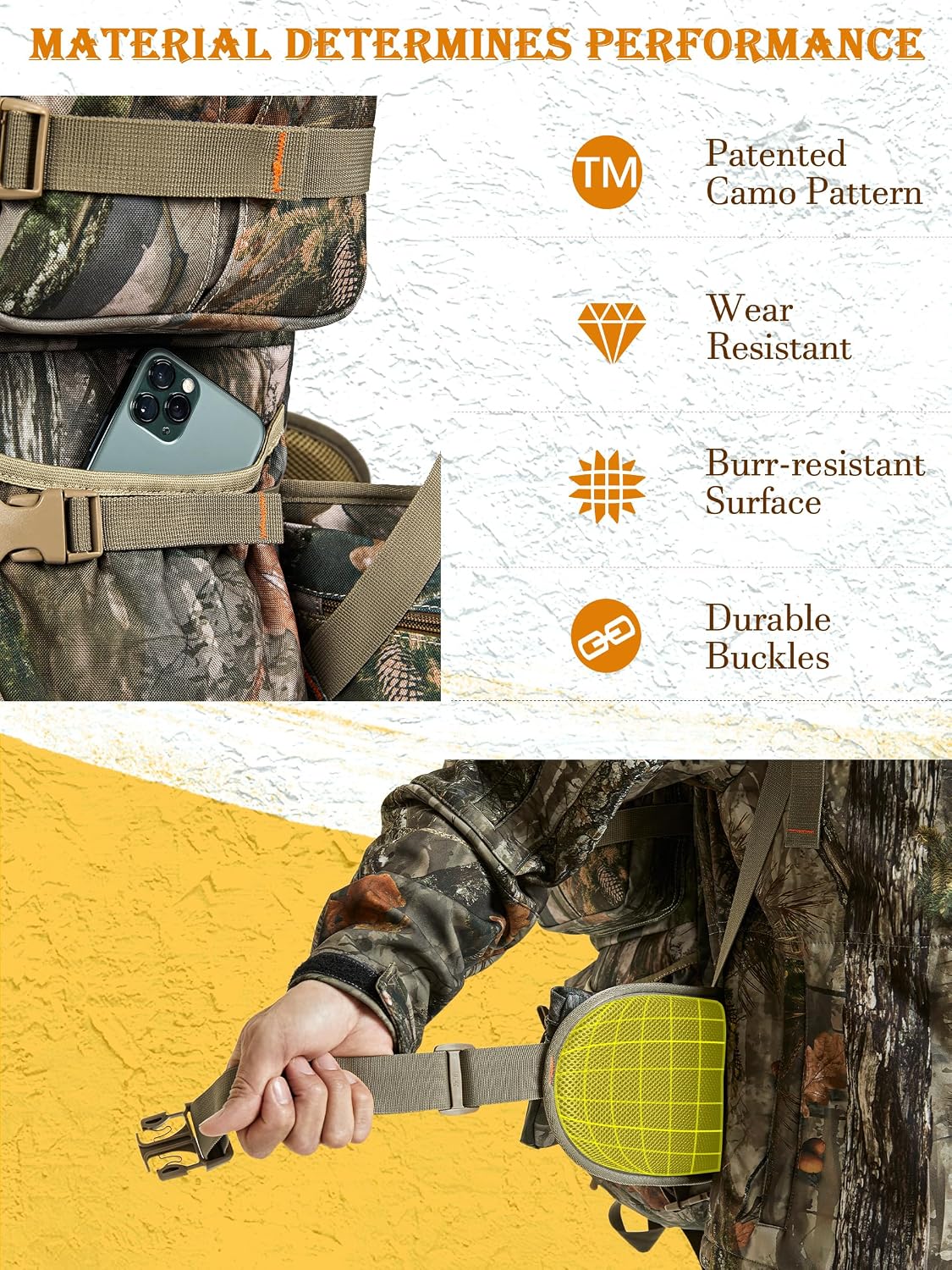 NEW VIEW 60L Hunting Backpack for Men, Large Capacity Camo Backpack, Multi-Pocket Hunting Pack with Rain Cover for Deer, Elk, Saddle - Image 3
